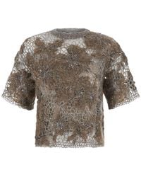 Brunello Cucinelli - Crew Neck T-Shirt With Deconstructed Shoulder - Lyst