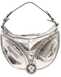 Versace - 'hobo' Silver Hand Bag With Medusa Detail In Laminated Leather Woman - Lyst