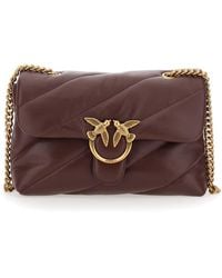 Pinko - Crossbody Bag With Chain Strap And Love Birds Plaque On - Lyst