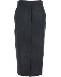 Plain - Skirt With Front And Rear Slit And All-Over Striped Motif I - Lyst
