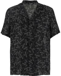 Balmain - Shirt With Notched Collar And All-Over Logo Print - Lyst