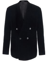 Giorgio Armani - Collarless Velvet Blazer Jacket With Button Front Closure - Lyst
