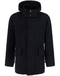 WOOYOUNGMI - Coat With Hood With Buttons And Two Patch Pockets On T - Lyst