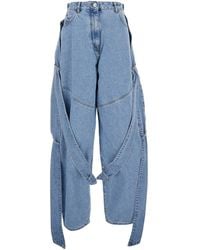 The Attico - Jeans Con Maxi Coulisse Sul Fronte E Patch Logo Sul Retro I - Lyst