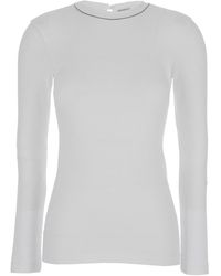 Brunello Cucinelli - Long-Sleeve Top With Monile Detail - Lyst