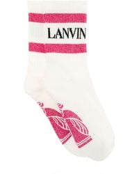 Lanvin Women's And Pink Cotton Socks With Logo - White