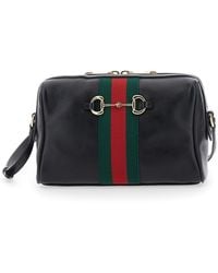 Gucci - Shoulder Bag With Horsebit Plaque And Web Stripe And Adjus - Lyst