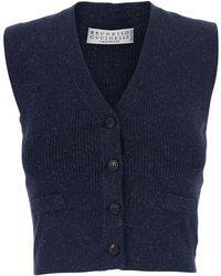 Brunello Cucinelli - V-Neck Vest Cashmere Blend - Lyst