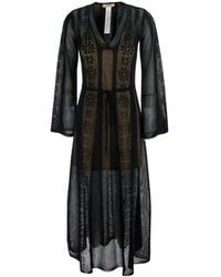 Twinset - Long Dress With V-Neck And Semi-Transparent Design With - Lyst
