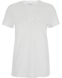 Max Mara - Crewneck T-Shirt With Tonal Logo On The Front - Lyst