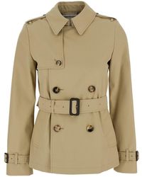 Burberry - Short Trench Coat With Waist Belt - Lyst