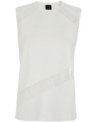 Pinko - Crew Neck Top With Lace Trim - Lyst