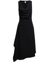 Bottega Veneta - Mini Asymmetric Dress With Square And Draped Neck - Lyst
