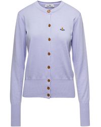 Vivienne Westwood - Lillac Cardigan With Signature Embroidered Orb Logo - Lyst