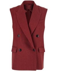 Max Mara - Double-Breasted Gilet Mstaia Linen - Lyst