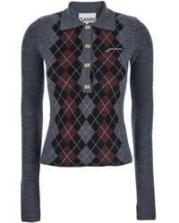Ganni - Fine Merino Jacquard Polo - Lyst
