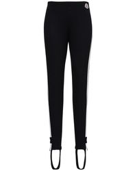 Moncler Stretch Fabric leggings With Logo Patch - Black