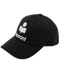 Isabel Marant - Black Baseball Cap With Contrasting Logo Embroidery In Cotton Woman - Lyst