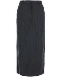 DUNST - Long Striped Skirt With High Waist And Tech Fabric - Lyst