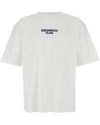 DSquared² - Crewneck T-Shirt With Logo Lettering On The Front - Lyst