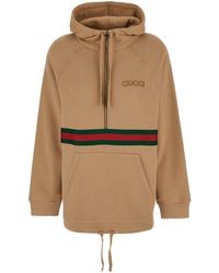 Gucci - Hoodie With Logo Lettering On The Front And Web Detail On - Lyst