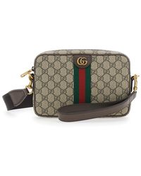Gucci - 'Ophidia' Crossbody Bag With Adjustable And Removable Shoulder Strap And Web Detail On The Front - Lyst
