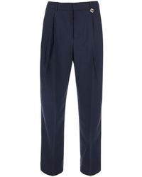 CASABLANCA - Trousers With Front Pleats And Logo Plate - Lyst