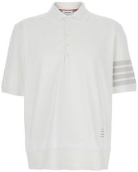 Thom Browne - Polo Shirt With Classic Collar And 4-Bar Detail On The Sleeve - Lyst