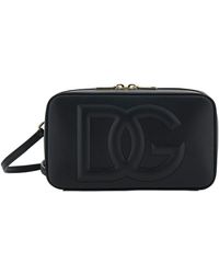 Dolce & Gabbana - Black Crossbody Bag With Quilted Dg Logo In Leather - Lyst