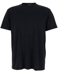 Tom Ford - Crewneck T-Shirt With Logo Embroidery On The Front - Lyst