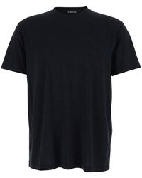 Tom Ford - Crewneck T-Shirt With Logo Embroidery On The Front - Lyst