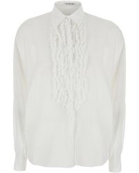 SOSUE - 'Antonia' Shirt With Classic Collar And Ruffles On The Fro - Lyst