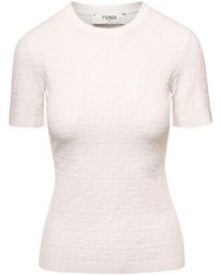 Fendi - T-Shirt With Ff Embossed Motif - Lyst