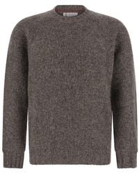 Brunello Cucinelli - Crewneck Sweater With Ribbed Trims - Lyst