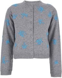 ATELIER EDITION - Cardigan Girocollo Con Ricamo Floreale - Lyst