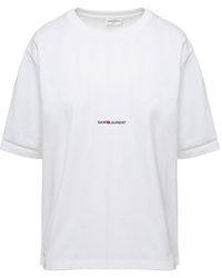 Saint Laurent - T-Shirts Bianco-Donna - Lyst