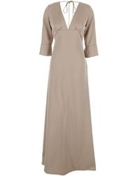 Plain - Abito Maxi Con Scollo A V Su Fronte E Retro E Maxi Fiocco Sul Re - Lyst