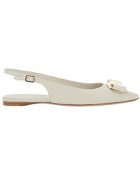 Ferragamo - 'Zelmi' Slingback Ballet Shoes With Logo Plate On The Front - Lyst