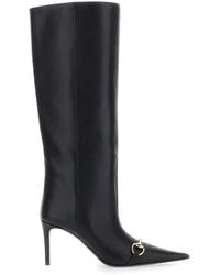 Gucci - Pointed-Toe Boots With Horsebit On The Front And Stiletto - Lyst