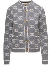 Gucci - Cardigan With All-Over Gg Jacquard Motif - Lyst