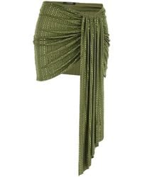 VENUJA - Mini Skirt With Draping On The Front And All-Over Strass - Lyst