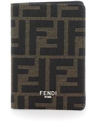 Fendi - Card Holder With Logo On Front And Ff All Over Ff Motif - Lyst