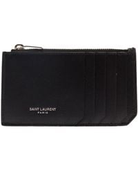 Saint Laurent - Card-Holder With Embossed Logo - Lyst