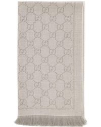 Gucci - Knit Scarf With Jacquard Gg Motif - Lyst