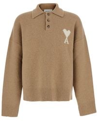 Ami Paris - Wool Blend Polo Sweater - Lyst
