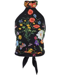 Gucci - Top 'Flora' Con Scollo All'Americana E Motivo Floreale All-Over - Lyst