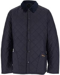 Barbour - 'Heritage Liddesdale' Jacket With Classic Corduroy Collar And Logo Lettering On The Front - Lyst