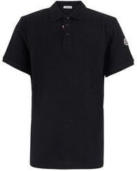Moncler - Polo Shirt With Classic Collar And Logo Patch On The Sle - Lyst
