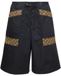 Gucci - Cotton Canvas Bermuda Short With GG Inserts - Lyst