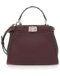 Fendi - Borsa A Mano 'Peekaboo' Con Manico Pitonato E Chiusura A Girello - Lyst